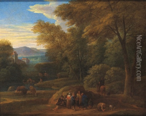 Bewaldete Landschaft Mit Bauern Und Zigeunerinnen Oil Painting - Pieter Bout
