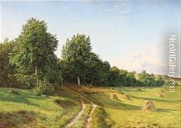Danish Summer Landscape Oil Painting - Louise Christiane Ravn-Hansen