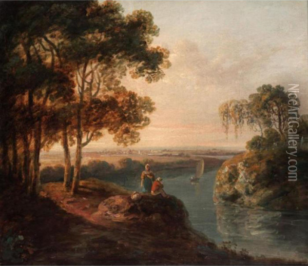 Resting By A River Oil Painting - Richard Wilson