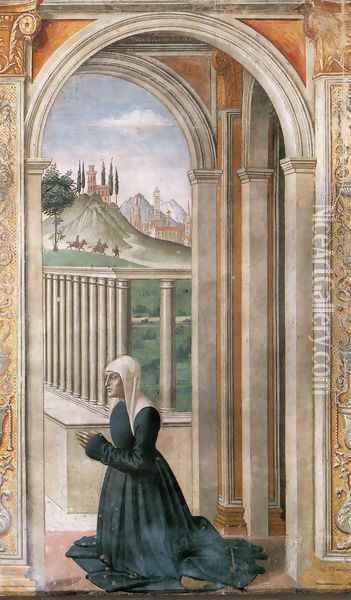 Portrait Of The Donor Francesca Pitti Tornabuoni Oil Painting - Domenico Ghirlandaio