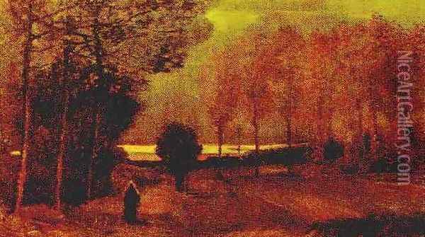 Autumn Landscape At Dusk Oil Painting - Vincent Van Gogh