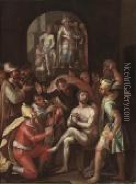 The Mocking Of Christ Oil Painting - Maarten de Vos