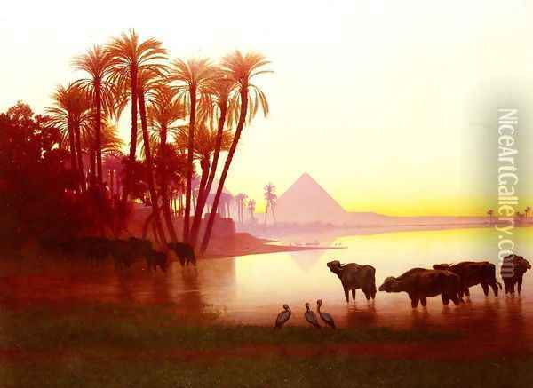 Along The Nile Oil Painting - Charles Theodore Frere