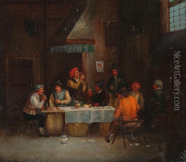 Peasants In A Tavern Interior. Oil Painting - David The Younger Teniers