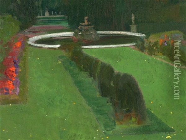 Chateau Park In The Evening Oil Painting - Karl Mediz