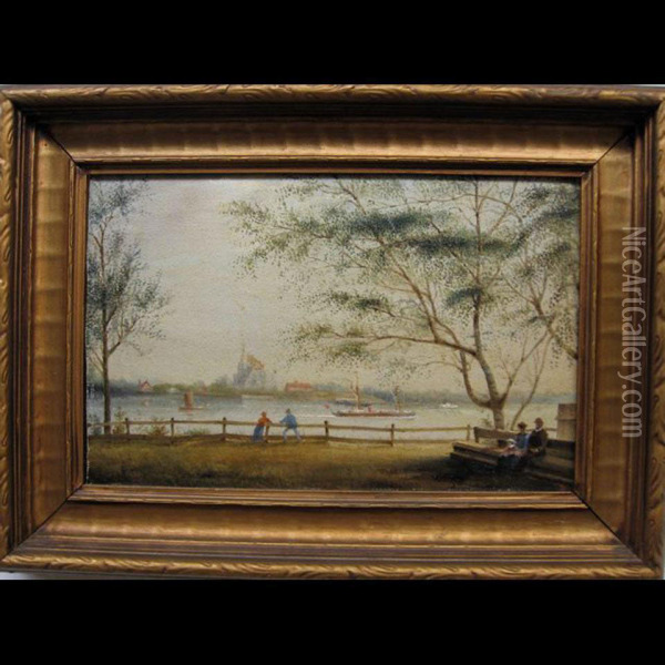 Waterfront Of Hochelaga (eastern Montreal) Looking Towardlongueuil Oil Painting - William Douglas Almond