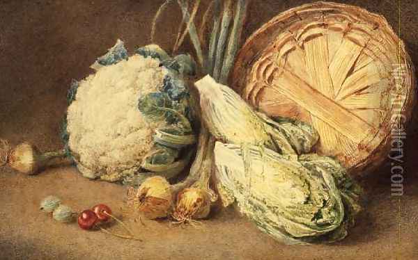 A Still Life of Vegetables Oil Painting - William Henry Hunt