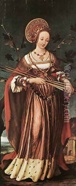 St Ursula c. 1523 Oil Painting - Hans Holbein the Younger