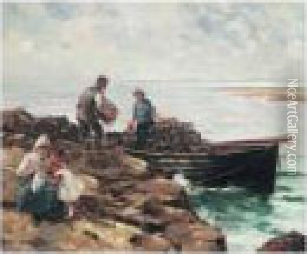The Lobster Fishers Oil Painting - David Fulton