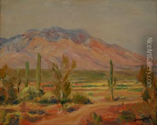 Desert Landscape With View Of A Mountain Range Oil Painting - Paul Dougherty