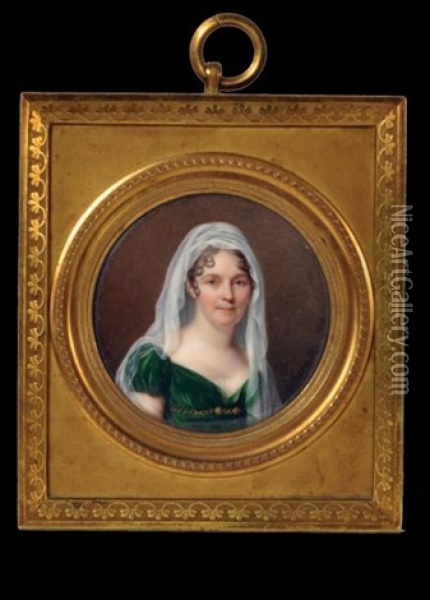 Portrait De La Baronne Oberkampf (?) Oil Painting - Jean Baptiste Jacques Augustin