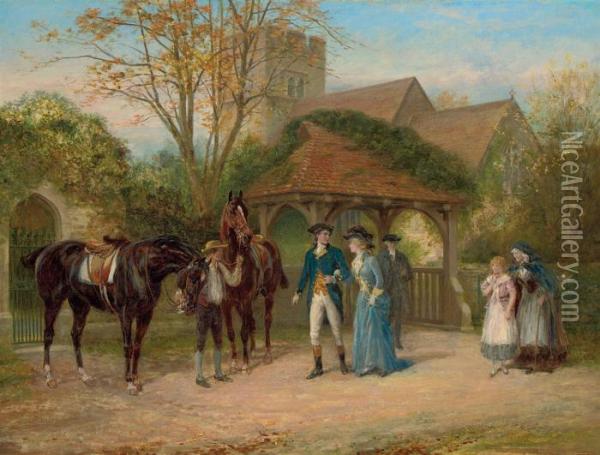 A Visit To The Church Oil Painting - Heywood Hardy