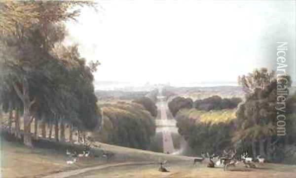 The Long Walk Windsor Park Oil Painting - William Daniell RA