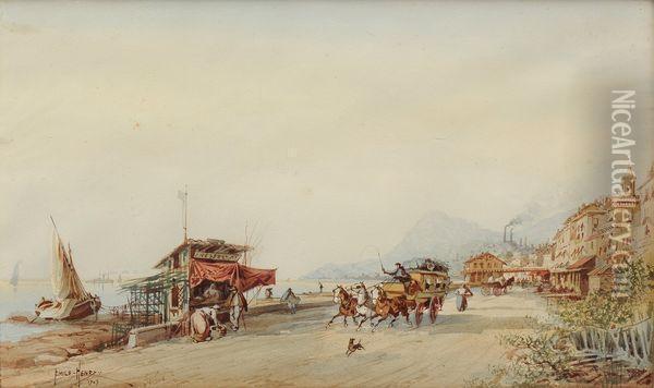 Bord De Mer (probablement Marseille) Oil Painting - Emile Henry