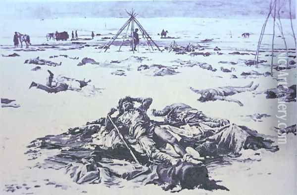 The Indian dead after The Wounded Knee Massacre Oil Painting - Mary Irvin