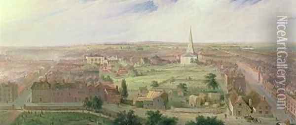 Birmingham from the Dome of St Philips Church 1821 Oil Painting - Samuel Lines