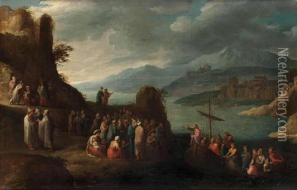 Jesus Predikar Vid Genesarets Sjo Oil Painting - Frans II Francken