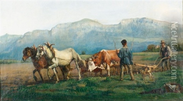 Das Pfluggespann Oil Painting - Friedrich Rudolf Simon