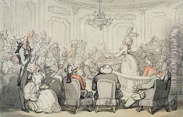 The Concert, from Scenes at Bath, c.1795-1800 Oil Painting - Thomas Rowlandson