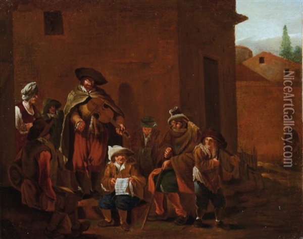 Scene Di Pitocchi Nella Campagna Romana Oil Painting - Pieter Jacobsz. van Laer