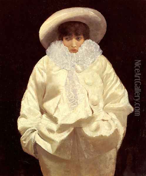 Sarah Bernhardt as Pierrot Oil Painting - Giuseppe de Nittis