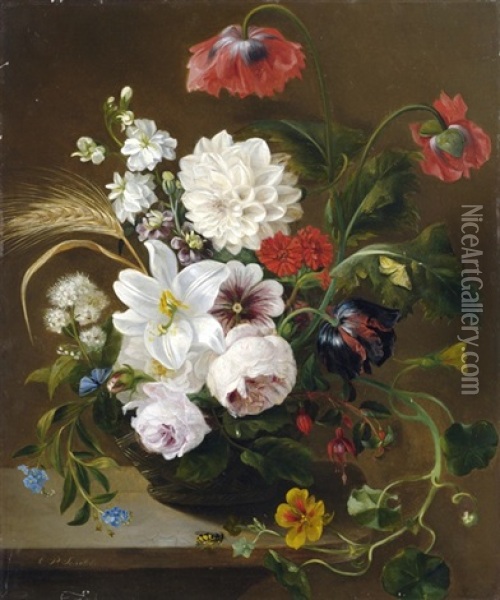 Prachtiges Stilleben Mit Sommerblumen Oil Painting - Christina Petronella Schotel
