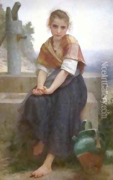The Broken Pitcher Oil Painting - William-Adolphe Bouguereau
