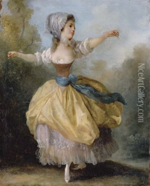 Danseuse: A Young Lady Dancing In A Wooded Glade Oil Painting - Jean-Frederic Schall
