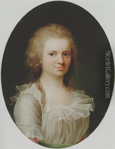 Portraet Af En Ung Pige. Hun Kan Muligvis Identificeres Som Marie Henriette Duntzfelt Oil Painting - Jens Juel
