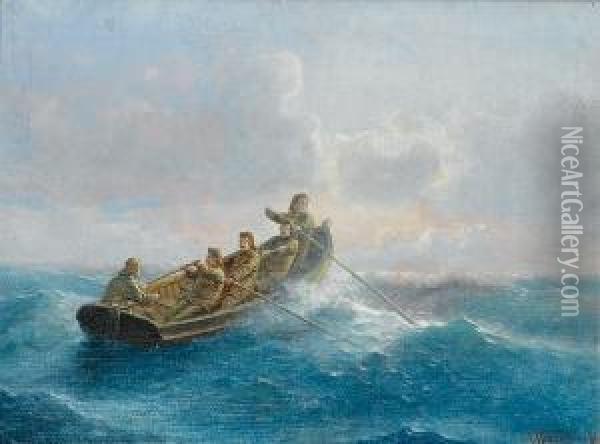 Riding The Waves Oil Painting - Emilios Prosalentis