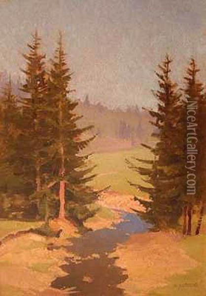 Potok, Ok. 1937 Oil Painting - Kazimierz Lotocki