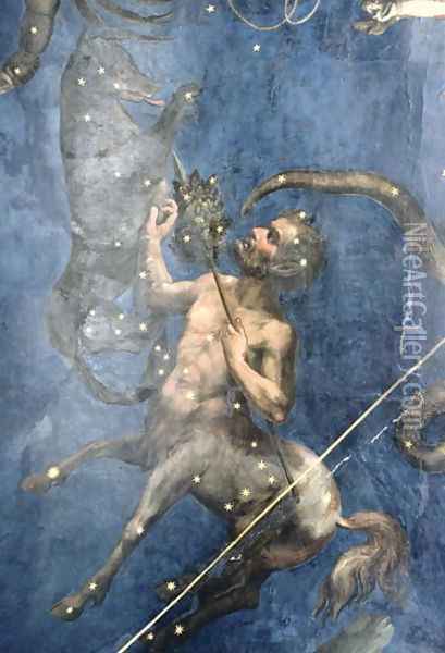 Centaurus, from the ceiling of the Sala dello Zodiaco, 1579 Oil Painting - Lorenzo the Younger (Mantovano) Costa
