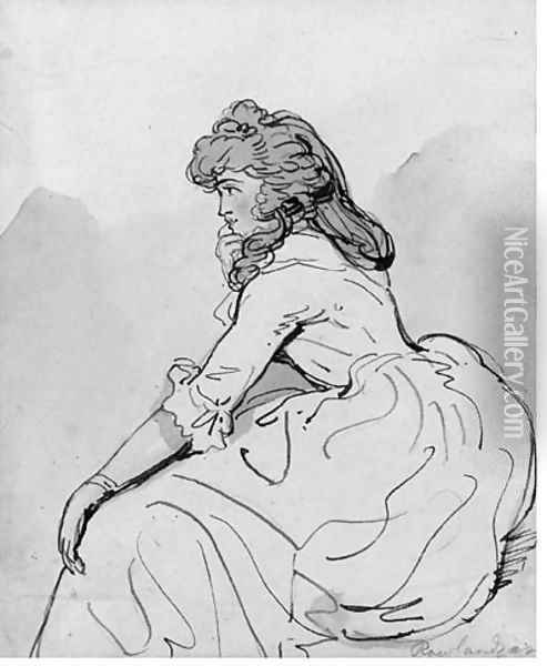 Study of a young lady, in profile Oil Painting - Thomas Rowlandson