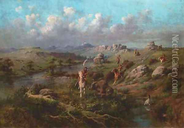 Indian Pursuit Oil Painting - Edgar Samuel Paxson