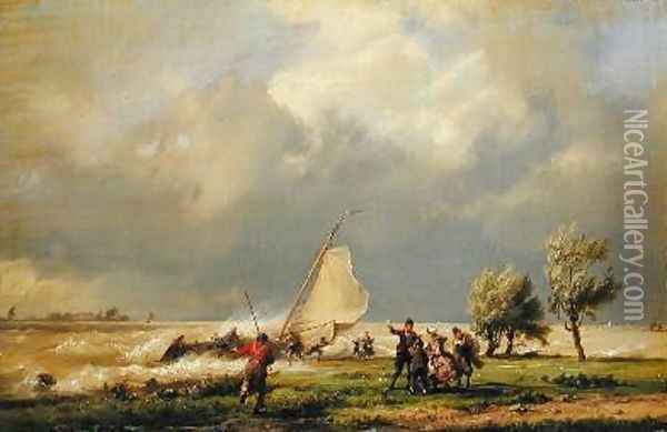 The Shipwreck Oil Painting - Hermanus Koekkoek