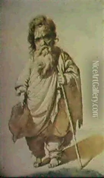 Den Romerske Dvaerg Francesco Ravai, Kaldet Bajocco, Rom    1774-76, Helfigur, En Face Oil Painting - Jens Juel