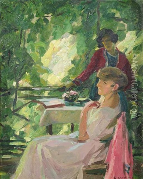 Frauen In Gartenlaube Oil Painting - Robert Weise