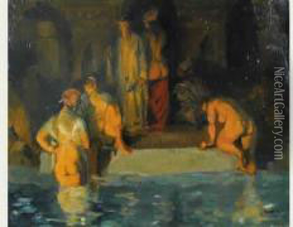 Le Bain Turc Oil Painting - Amandus Faure