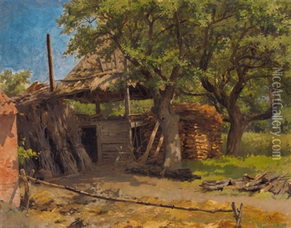Sommerliche Bauernhofpartie Oil Painting - Frank Buchser