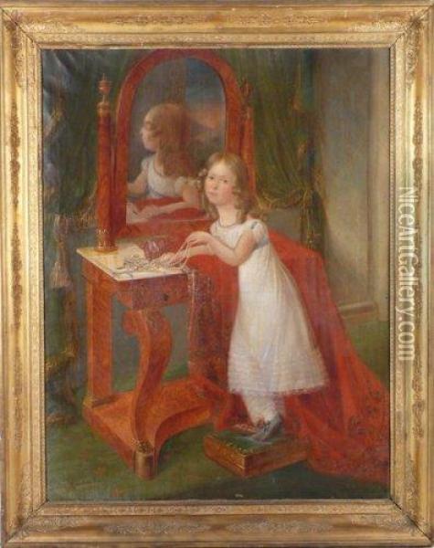 Jeune Fille Aux Bijoux Oil Painting - Edouard Autrique