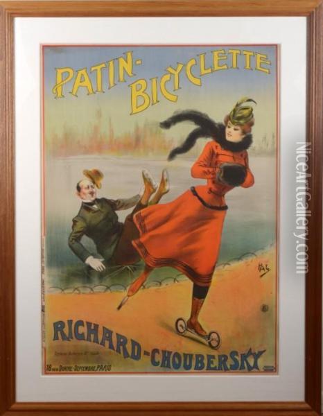 Patin-bicyclette/richard-choubersky Oil Painting - Jean De Paleologue