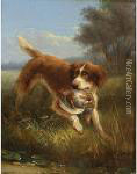 A Hunting Dog Oil Painting - Henriette Ronner-Knip