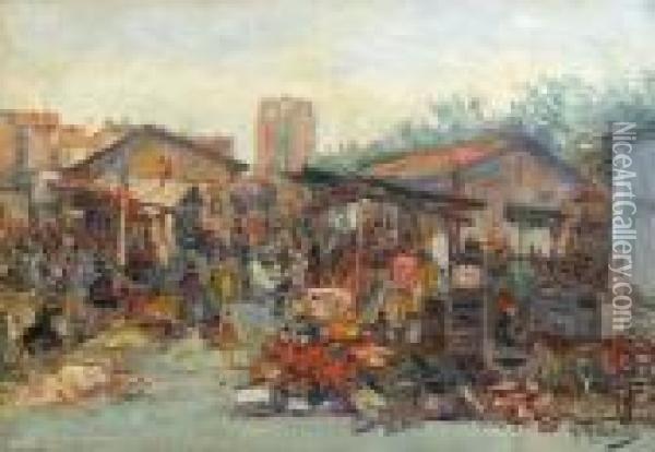 Marche Aux Puces Oil Painting - Gustave Madelain