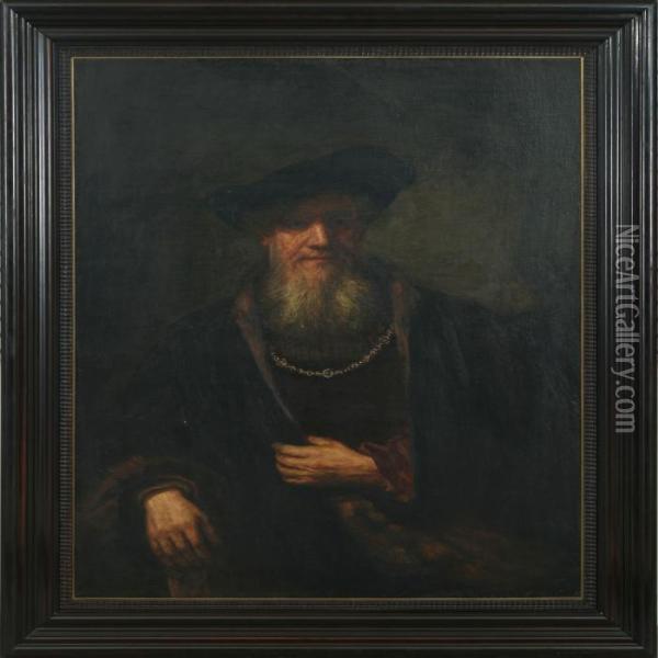 A Gentleman's Portrait Oil Painting - Rembrandt Van Rijn