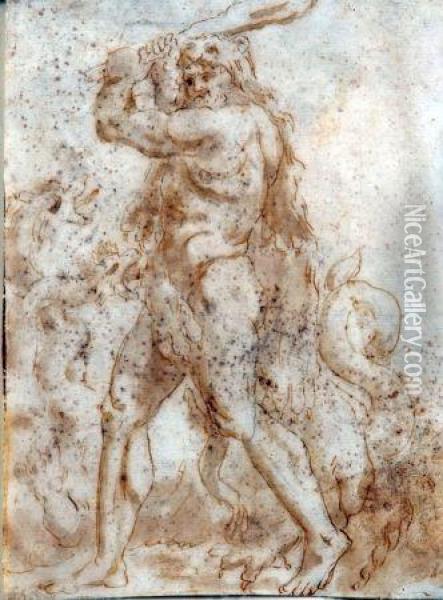 Hercules Killing The Hydra Oil Painting - Domenico Maria Canuti