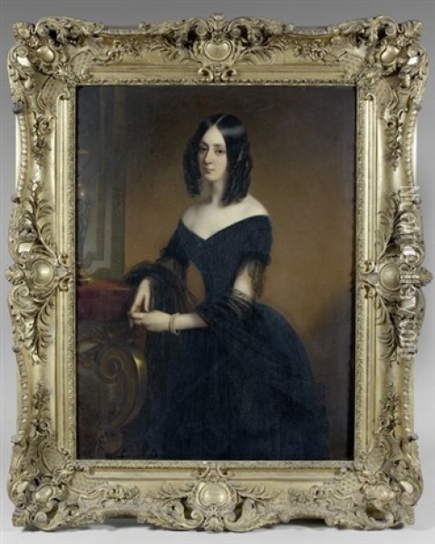 Portrait De La Comtesse De Croix, Nee Amelie De Tournon-simiane Oil Painting - Claude Marie Dubufe