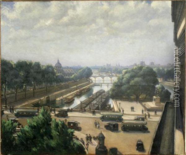 View Of Paris Oil Painting - Charles Andre Igounet De Villiers