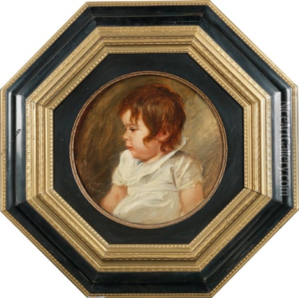 Portrait Of Hilde As A Child Oil Painting - Friedrich August von Kaulbach