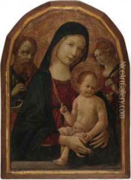 Madonna Col Bambino, Santa Caterina E San Bartolomeo Oil Painting - Giacomo Pacchiarotti