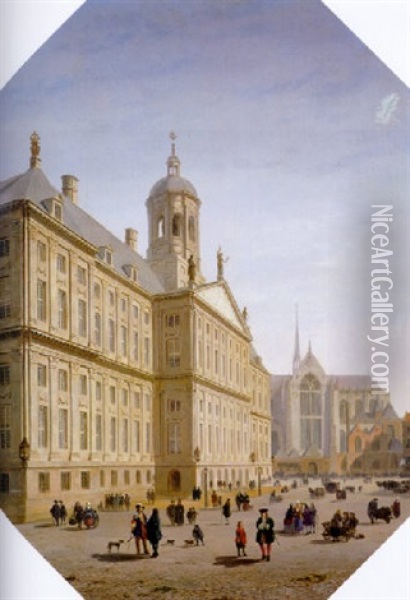 City Hall, The Dam, Amsterdam Oil Painting - Bartholomeus Johannes Van Hove